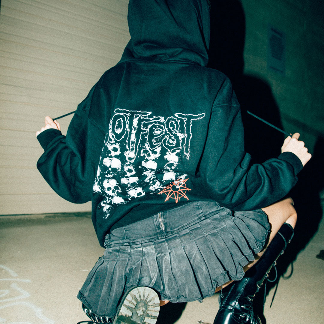 Stacked Ending Zip Hoodie - Black