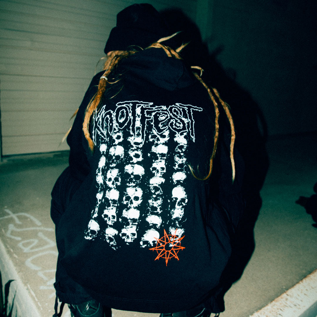 Stacked Ending Zip Hoodie - Black