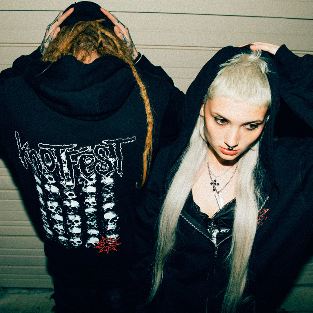 Stacked Ending Zip Hoodie - Black
